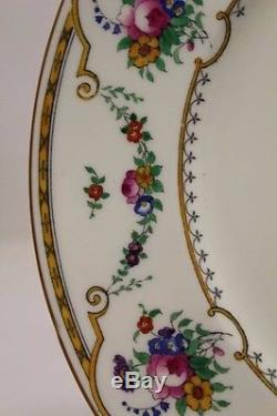 Vintage Set of 12 Cauldon China Sledmere Dinner Plates with Floral Design 10 1/2