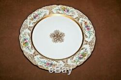 Vintage Set of 6 WM Guerin 11 Fine French Limoges Porcelain Gilt Floral Plates