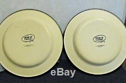 Vintage Set of 8 Cowboy Western Enamelware Tinware Roundup Ranch Dinner Plates