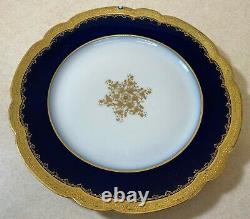 Vintage Set of 8 Limoges France Cobalt Blue & Gold Dinner Plate M. Redon