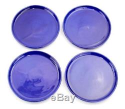 Vintage Wellfleet Pottery Cobalt Blue Set Of Four 10 Dinner Plates Rare
