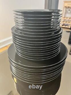 Vintage all-black dinnerware 3-plate set for 8 (24 dishes in total + bonus!)