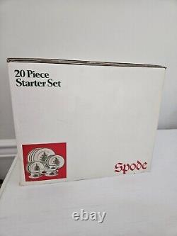 Vtg Spode England Christmas Tree 20 Piece Starter Set Plates Cups Saucers NIB