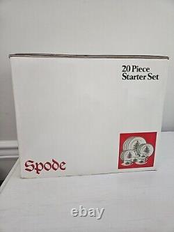 Vtg Spode England Christmas Tree 20 Piece Starter Set Plates Cups Saucers NIB