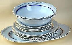 WALBRZYCH ZPS WLB112 (13030) 11 pcs Dinner Set with Hostess pcs Gilded & Blue Band
