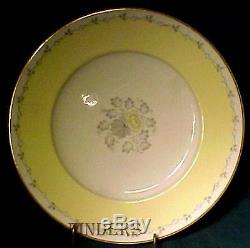 WEDGWOOD china WH2976 SET OF 12 YELLOW RIM Gray Flowers Dinner or Service PLATES