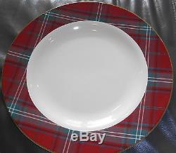 WILLIAMS SONOMA CHRISTMAS RED TARTAN CHARGERS Set OF 4 -12 1/4 DIAM. DINNER PLATE