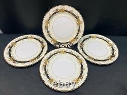 Wako GOLDEN MAPLE #2080 Gold Embossed Set of 4 Dinner Plates 10 1/8