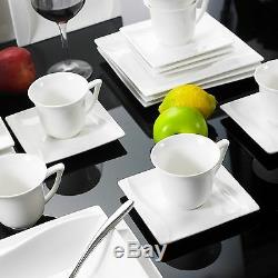 Wave Square Porcelain Crockery Ceramic Stone Dinner Service Cups Plate 30PCS Set