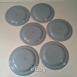 Wedgwood Barlaston Etruria Queensware Set 6 Dinner Plates 10 Grapevine Soft Blu