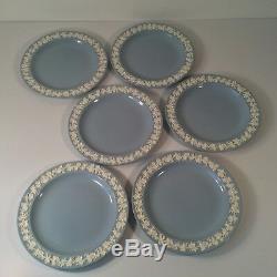 Wedgwood Barlaston Etruria Queensware Set 6 Dinner Plates 10 Grapevine Soft Blu