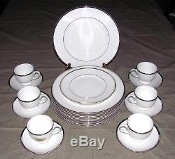 Wedgwood Bone China Set in Sterling Pattern. 12 Dinner Plates plus