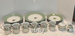 Wedgwood English Cottage Coll, Mist With Green Rim. Set of 6D, 5S, 6B, 6C, S&C