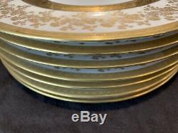Wheeling Decorating Gold Encrusted Cabinet Dinner Plates Set of 8 Flowers 359