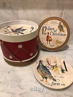 Williams Sonoma 12 Days Of Christmas Plates Set Of 12 Holiday NEW Dinner Party