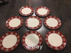 Williams-Sonoma 12 Twelve Days of Christmas Red Bordered Dinner Plates SET/8