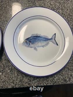 Williams Sonoma 4 Dinner Plates Set La Mer Fish Marc Lacaze 10.5 With Box