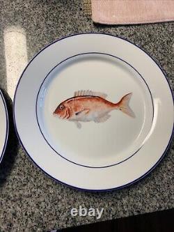 Williams Sonoma 4 Dinner Plates Set La Mer Fish Marc Lacaze 10.5 With Box