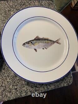 Williams Sonoma 4 Dinner Plates Set La Mer Fish Marc Lacaze 10.5 With Box