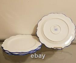 Williams Sonoma AERIN Scalloped Dinner Charger Plates Set of 4 Blue Rim NEW