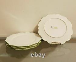 Williams Sonoma AERIN Scalloped Dinner Plates Green Rim Set of 4 NEW