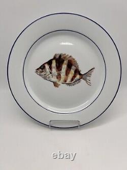 Williams Sonoma La Mer Fish Porcelain Marc Lacanze Plates Set Of 4 In Box