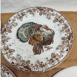 Williams Sonoma Plymouth Bird Dinner Plates Turkey 10.5 Set of 8 New