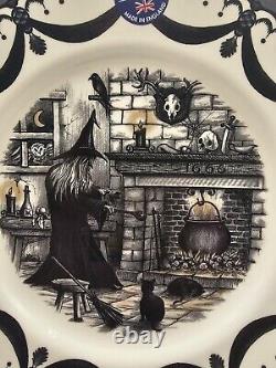 X6 Royal Stafford Halloween Haunted Home DINNER Plates Set of 6 Witch Fireplace