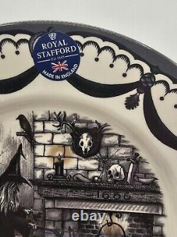 X6 Royal Stafford Halloween Haunted Home DINNER Plates Set of 6 Witch Fireplace