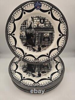 X6 Royal Stafford Halloween Haunted Home DINNER Plates Set of 6 Witch Fireplace